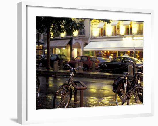 Evening Street Scene with Bicycles, Paris, France-Michele Molinari-Framed Photographic Print