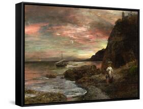 Evening Sun at Posillipo-Oswald Achenbach-Framed Stretched Canvas