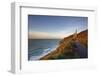 Evening sunlight on the ruins of a tin mine, on the Atlantic coast of Cornwall-Nigel Hicks-Framed Photographic Print