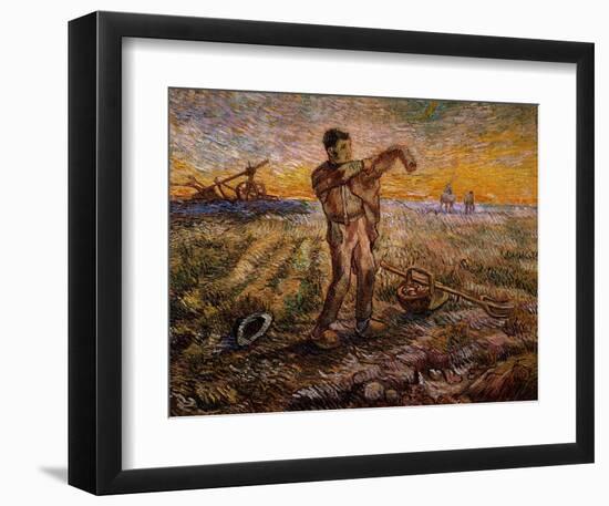 Evening, The End of the Day-Vincent van Gogh-Framed Giclee Print