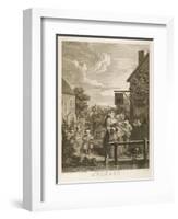 Evening the Original Sadlers Wells Building-William Hogarth-Framed Art Print