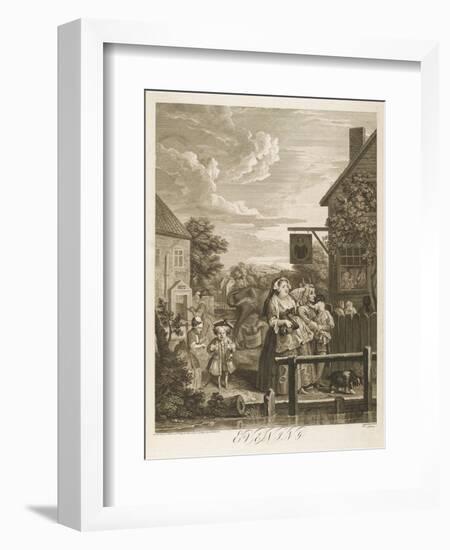 Evening the Original Sadlers Wells Building-William Hogarth-Framed Art Print