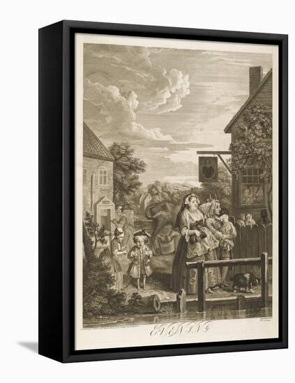 Evening the Original Sadlers Wells Building-William Hogarth-Framed Stretched Canvas