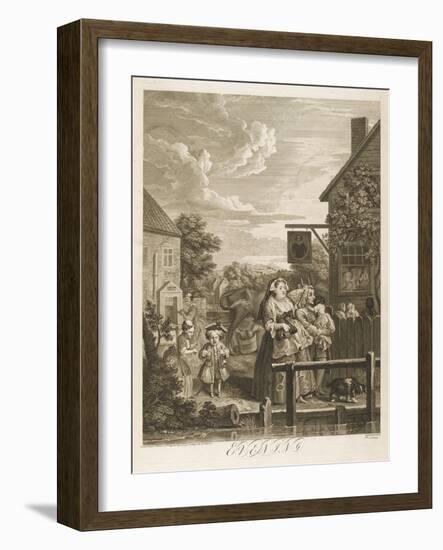 Evening the Original Sadlers Wells Building-William Hogarth-Framed Art Print