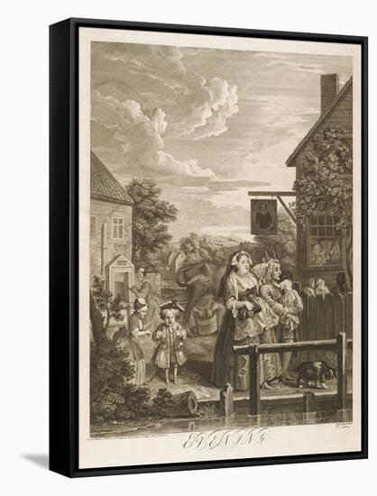 Evening the Original Sadlers Wells Building-William Hogarth-Framed Stretched Canvas