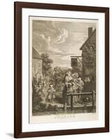 Evening the Original Sadlers Wells Building-William Hogarth-Framed Art Print