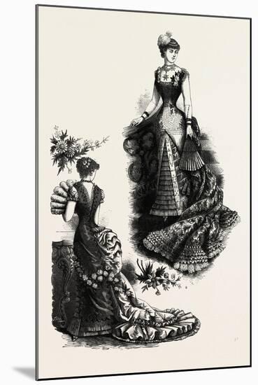 Evening Toilettes for Dinners and Balls, Fashion, 1882-null-Mounted Giclee Print