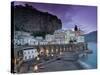 Evening Town View, Atrani, Campania, Italy-Walter Bibikow-Stretched Canvas