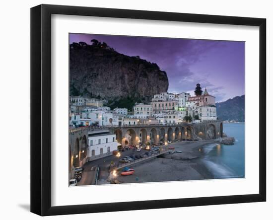 Evening Town View, Atrani, Campania, Italy-Walter Bibikow-Framed Photographic Print