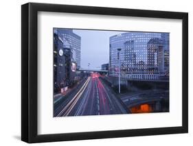 Evening Traffic Flowing Through the La Defense Area of Paris, France, Europe-Julian Elliott-Framed Photographic Print