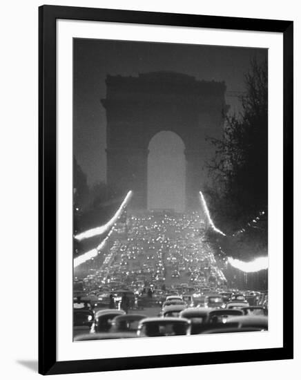 Evening Traffic on the Champs Elysees-Ralph Crane-Framed Photographic Print