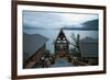 Evening View across Lake Toba from Batak Toba Style Hotel on Samosir Island-Annie Owen-Framed Photographic Print