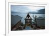 Evening View across Lake Toba from Batak Toba Style Hotel on Samosir Island-Annie Owen-Framed Photographic Print