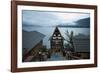 Evening View across Lake Toba from Batak Toba Style Hotel on Samosir Island-Annie Owen-Framed Photographic Print