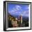 Evening View Across Rooftops and Church Tower to Mountains, Lumio, Near Calvi, Corsica, France-Ruth Tomlinson-Framed Photographic Print