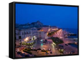 Evening View from the Grand Hotel, Ortygia Island, Syracuse, Sicily, Italy-Walter Bibikow-Framed Stretched Canvas