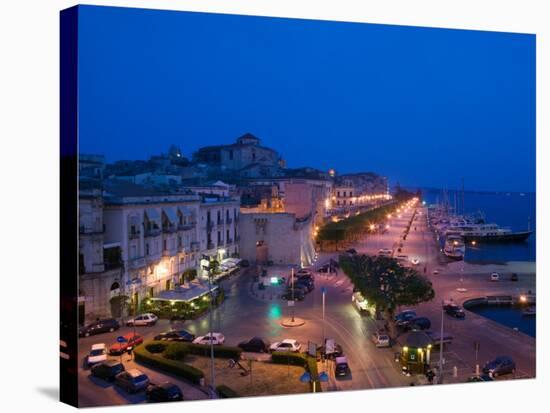 Evening View from the Grand Hotel, Ortygia Island, Syracuse, Sicily, Italy-Walter Bibikow-Stretched Canvas