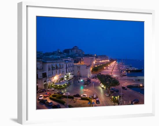 Evening View from the Grand Hotel, Ortygia Island, Syracuse, Sicily, Italy-Walter Bibikow-Framed Photographic Print