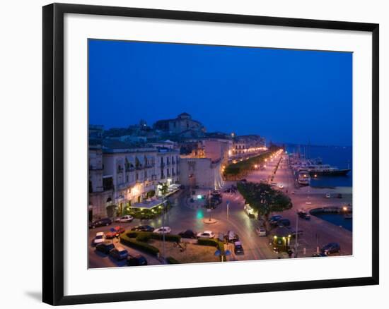 Evening View from the Grand Hotel, Ortygia Island, Syracuse, Sicily, Italy-Walter Bibikow-Framed Photographic Print