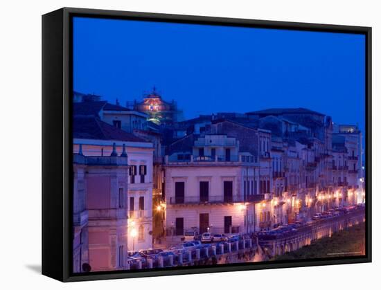 Evening View from the Grand Hotel, Ortygia Island, Syracuse, Sicily, Italy-Walter Bibikow-Framed Stretched Canvas