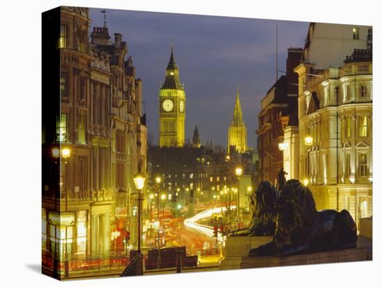 Evening View from Trafalgar Square Down Whitehall with Big Ben in the Background, London, England-Roy Rainford-Stretched Canvas