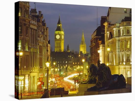 Evening View from Trafalgar Square Down Whitehall with Big Ben in the Background, London, England-Roy Rainford-Stretched Canvas