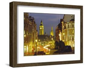 Evening View from Trafalgar Square Down Whitehall with Big Ben in the Background, London, England-Roy Rainford-Framed Photographic Print