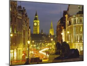 Evening View from Trafalgar Square Down Whitehall with Big Ben in the Background, London, England-Roy Rainford-Mounted Photographic Print