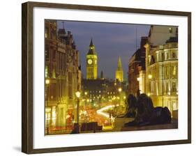 Evening View from Trafalgar Square Down Whitehall with Big Ben in the Background, London, England-Roy Rainford-Framed Photographic Print