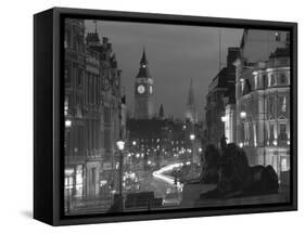 Evening View from Trafalgar Square Down Whitehall with Big Ben in the Background, London, England-Roy Rainford-Framed Stretched Canvas