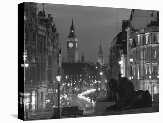 Evening View from Trafalgar Square Down Whitehall with Big Ben in the Background, London, England-Roy Rainford-Stretched Canvas