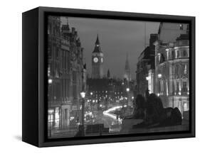 Evening View from Trafalgar Square Down Whitehall with Big Ben in the Background, London, England-Roy Rainford-Framed Stretched Canvas