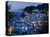 Evening View of Capri Town from Via Castello, Bay of Naples, Campania, Italy-Walter Bibikow-Stretched Canvas