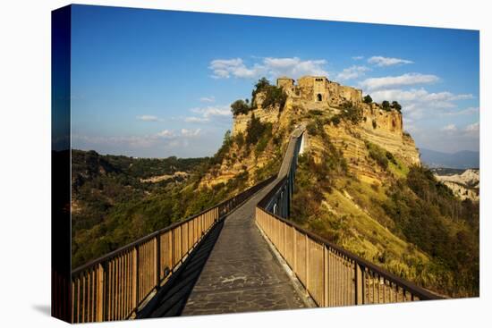 Evening View of Civilta Di Bagnoregio and the Long Bridge-Terry Eggers-Stretched Canvas