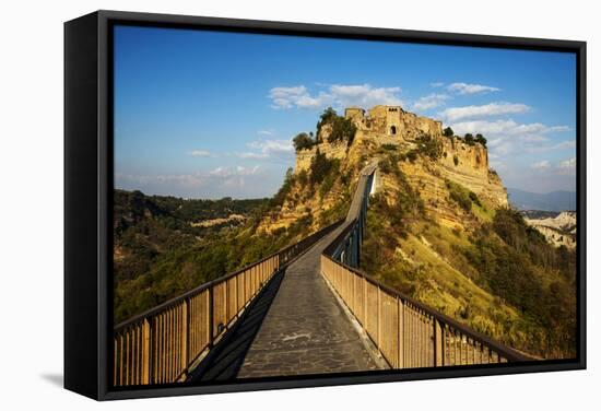 Evening View of Civilta Di Bagnoregio and the Long Bridge-Terry Eggers-Framed Stretched Canvas