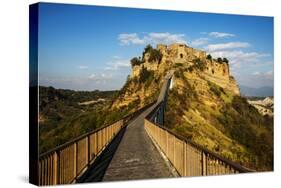 Evening View of Civilta Di Bagnoregio and the Long Bridge-Terry Eggers-Stretched Canvas