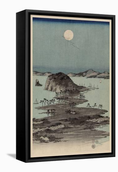 Evening View of Eight Famous Sites at Kanazawa in Musashi Province (Uyokanazawa Hassshoyakei) No.1-Ando Hiroshige-Framed Stretched Canvas