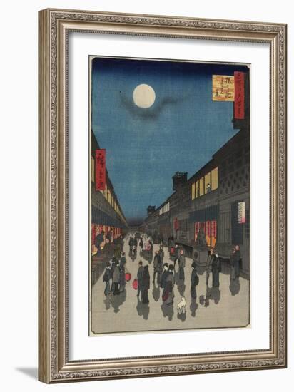 Evening View, of Saruwaka-Machi, September 1857-Utagawa Hiroshige-Framed Giclee Print