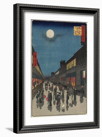 Evening View, of Saruwaka-Machi, September 1857-Utagawa Hiroshige-Framed Giclee Print