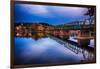 Evening View of the New Hope-Lambertville Bridge, New Hope, Pennsylvania-George Oze-Framed Photographic Print