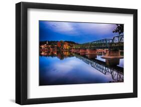 Evening View of the New Hope-Lambertville Bridge, New Hope, Pennsylvania-George Oze-Framed Photographic Print