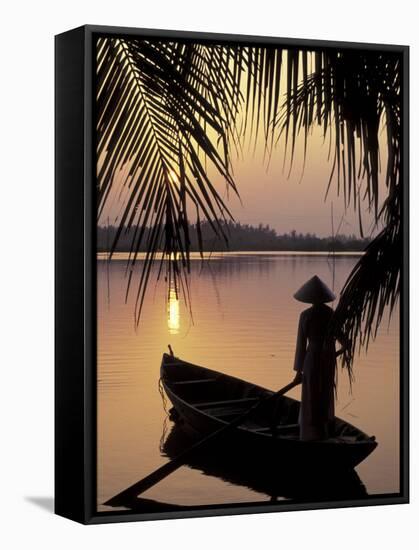 Evening View on the Mekong River, Mekong Delta, Vietnam-Keren Su-Framed Stretched Canvas