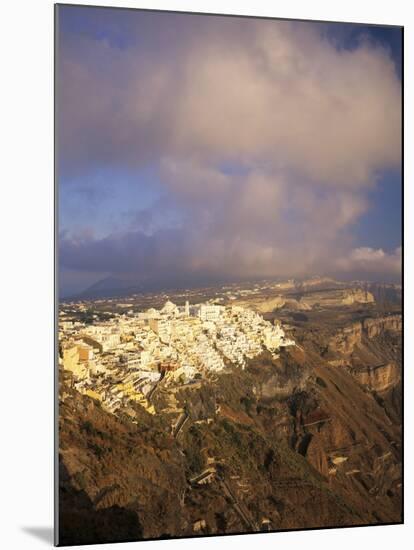 Evening View over Fira and the Volcanic Landscape-Markus Lange-Mounted Photographic Print