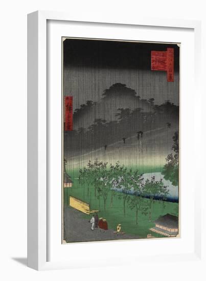 Evening View, Paulownia Plantation at Akasaka in Downpour, April 1859-null-Framed Giclee Print