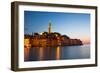 Evening, Waterfront and Tower of Church of St. Euphemia, Old Town, Rovinj, Croatia, Europe-Richard Maschmeyer-Framed Photographic Print