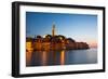 Evening, Waterfront and Tower of Church of St. Euphemia, Old Town, Rovinj, Croatia, Europe-Richard Maschmeyer-Framed Photographic Print