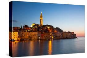 Evening, Waterfront and Tower of Church of St. Euphemia, Old Town, Rovinj, Croatia, Europe-Richard Maschmeyer-Stretched Canvas