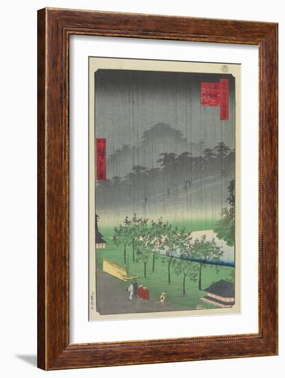 Eveningview, Paulownia Plantation at Akasaka in Downpour, April 1859-null-Framed Giclee Print