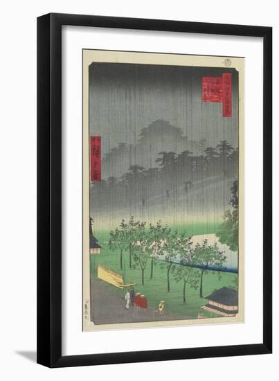 Eveningview, Paulownia Plantation at Akasaka in Downpour, April 1859-null-Framed Giclee Print