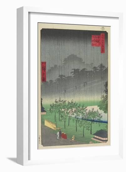 Eveningview, Paulownia Plantation at Akasaka in Downpour, April 1859-null-Framed Giclee Print